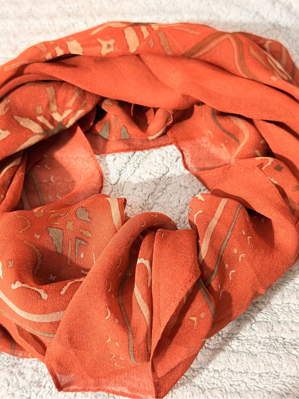 Lightweight Rust Patterned Women's Scarf silk - Picture 4 of 10